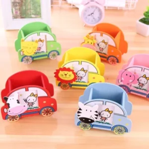 Wooden Car Pen Stand for Kids